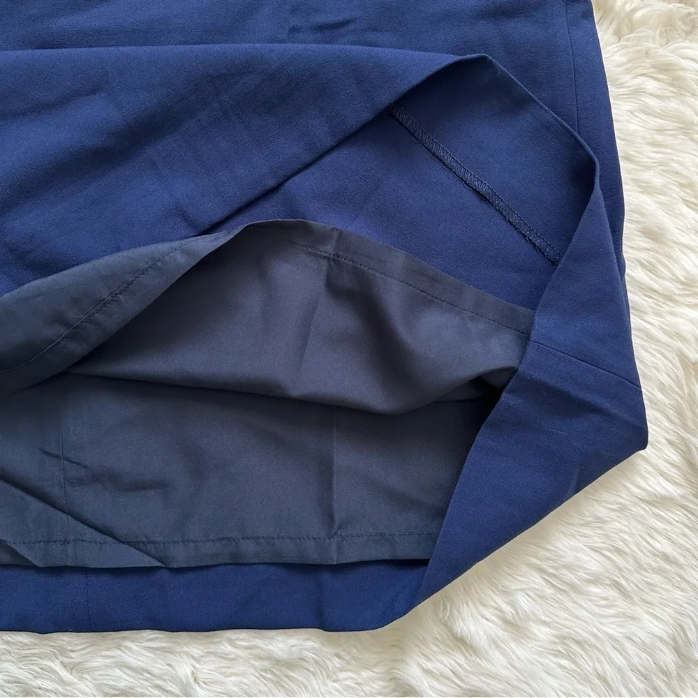 J. Crew Factory Dress Ruffleneck Suit Above Knee Antique Navy Blue 10 NWT New - Picture 8 of 12